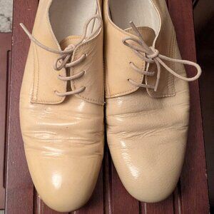 Jil Sander cream patent leather derby shoes size 36.5